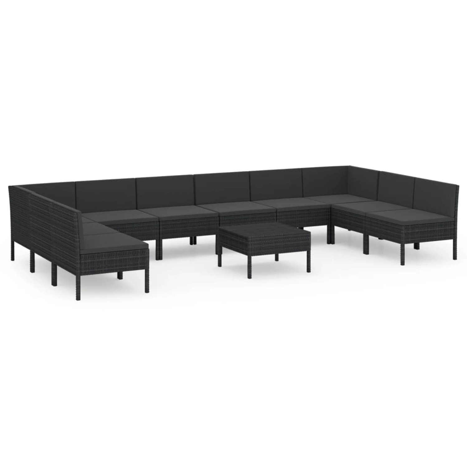 vidaXL 11-tlg Garten-Lounge-Set mit Auflagen Poly Rattan Schwarz Modell 26 günstig online kaufen