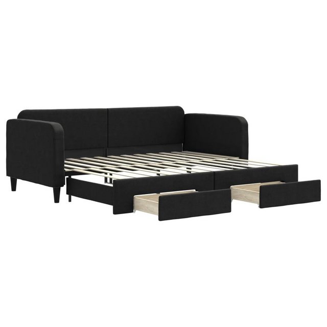 furnicato Bett Tagesbett Ausziehbar mit Schubladen Schwarz 90x200 cm Stoff günstig online kaufen