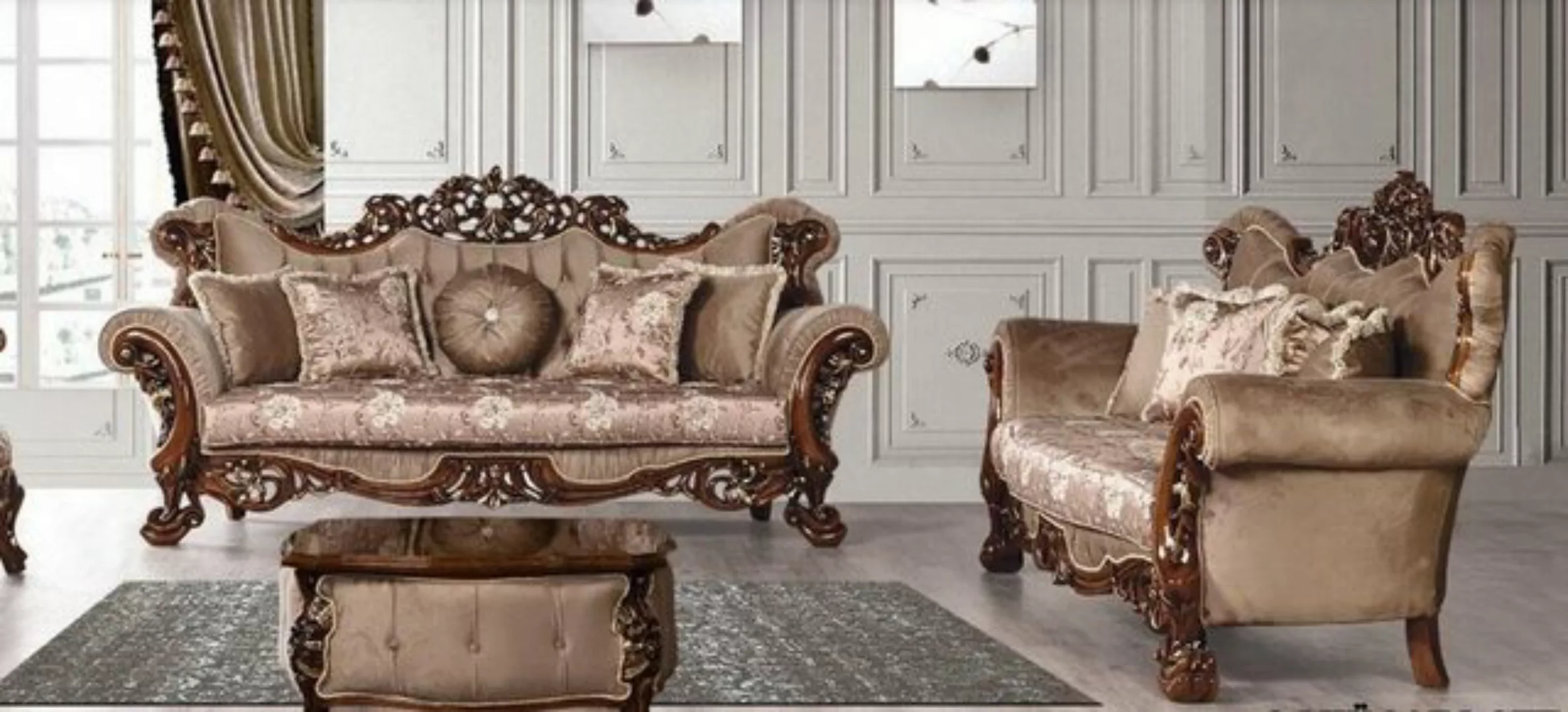 JVmoebel 3-Sitzer Garnitur Sofagarnitur 3+3 Sitzer Sofas Luxus Stil Stoff W günstig online kaufen