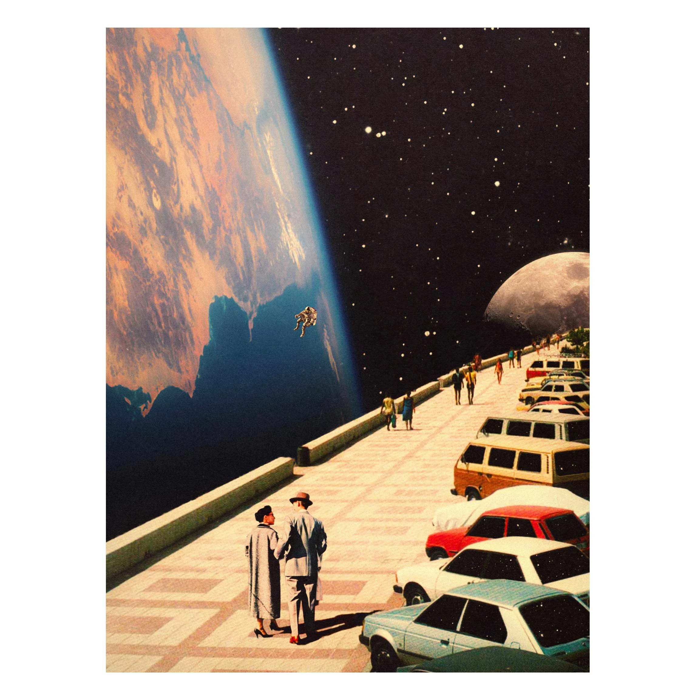 Magnettafel Retro Collage - Boardwalk In Space günstig online kaufen