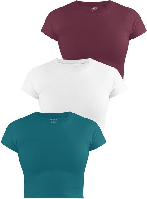 Janice Kurzarmshirt 3 x Damen crop T-Shirt hochgeschlossen Nerano Kurzes Sh günstig online kaufen