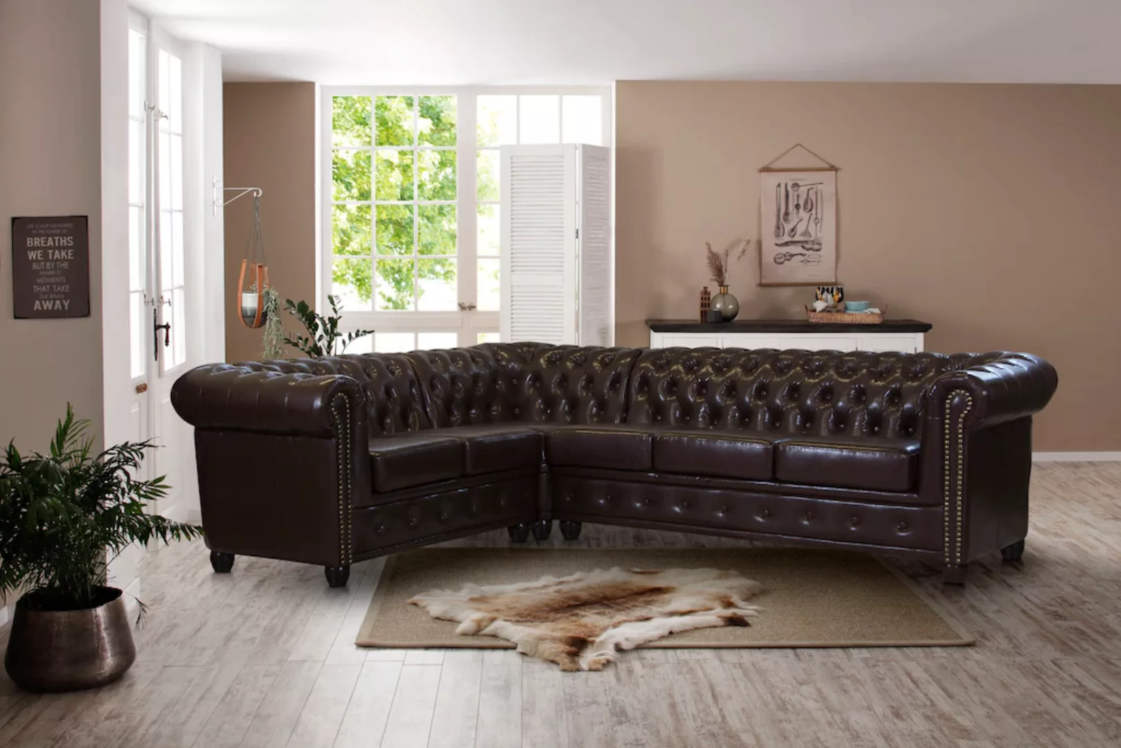 Home affaire Chesterfield-Sofa "Rysum L-Form", Chesterfield-Optik, langer S günstig online kaufen