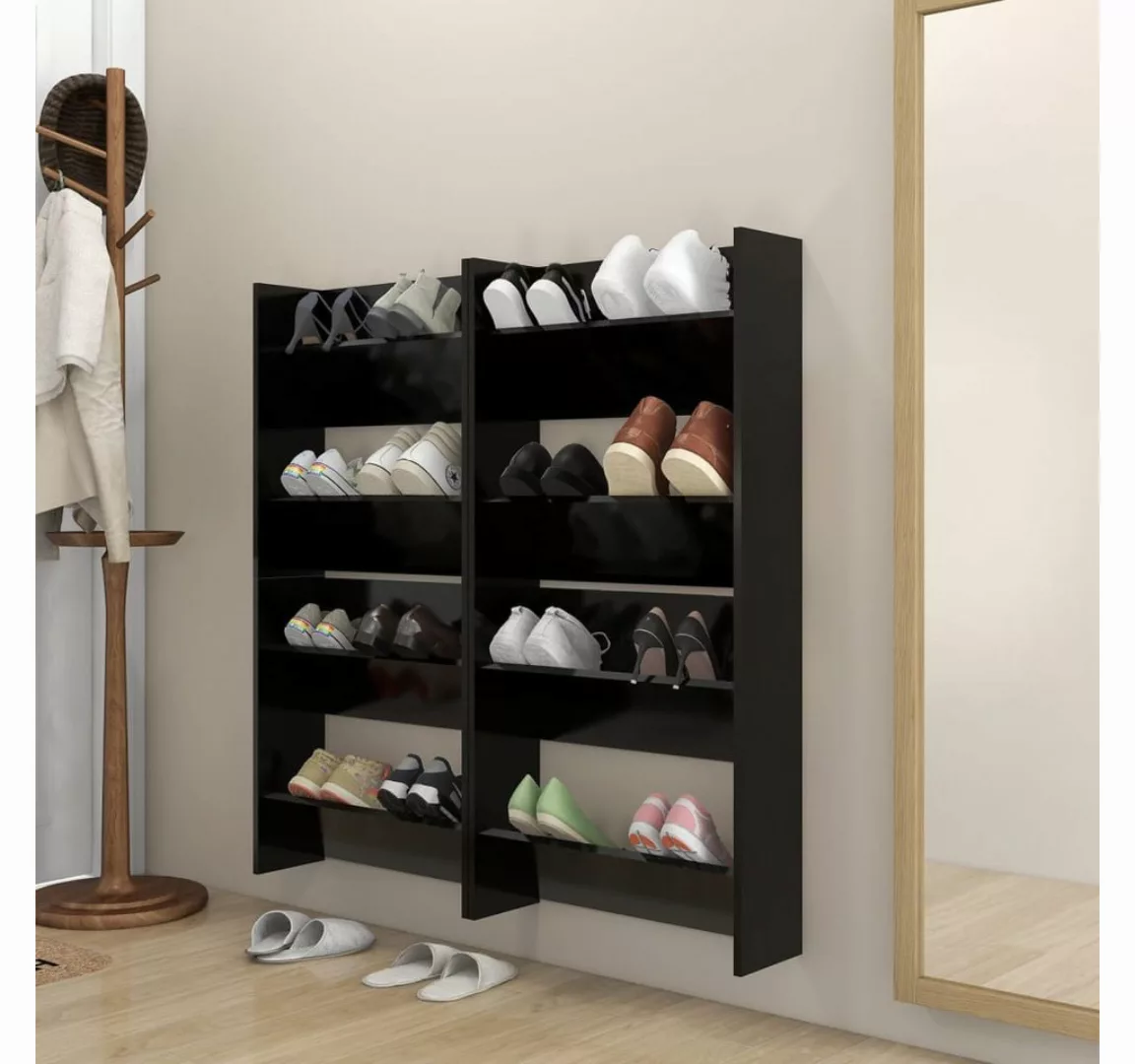 vidaXL Schuhschrank Wand-Schuhschränke 4 Stk Schwarz 60x18x60 cm Spanplatte günstig online kaufen