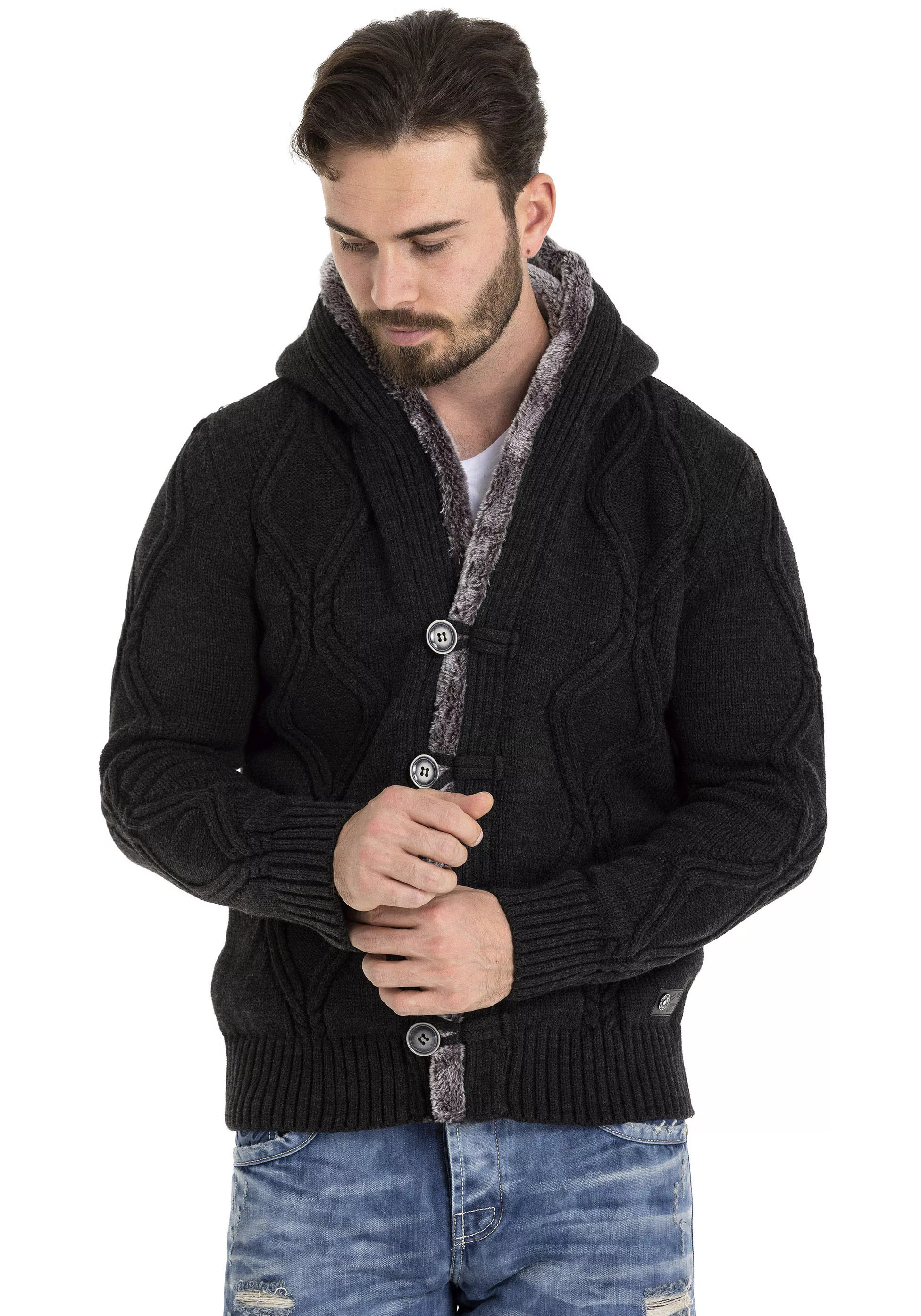 Cipo & Baxx Kapuzenstrickjacke günstig online kaufen