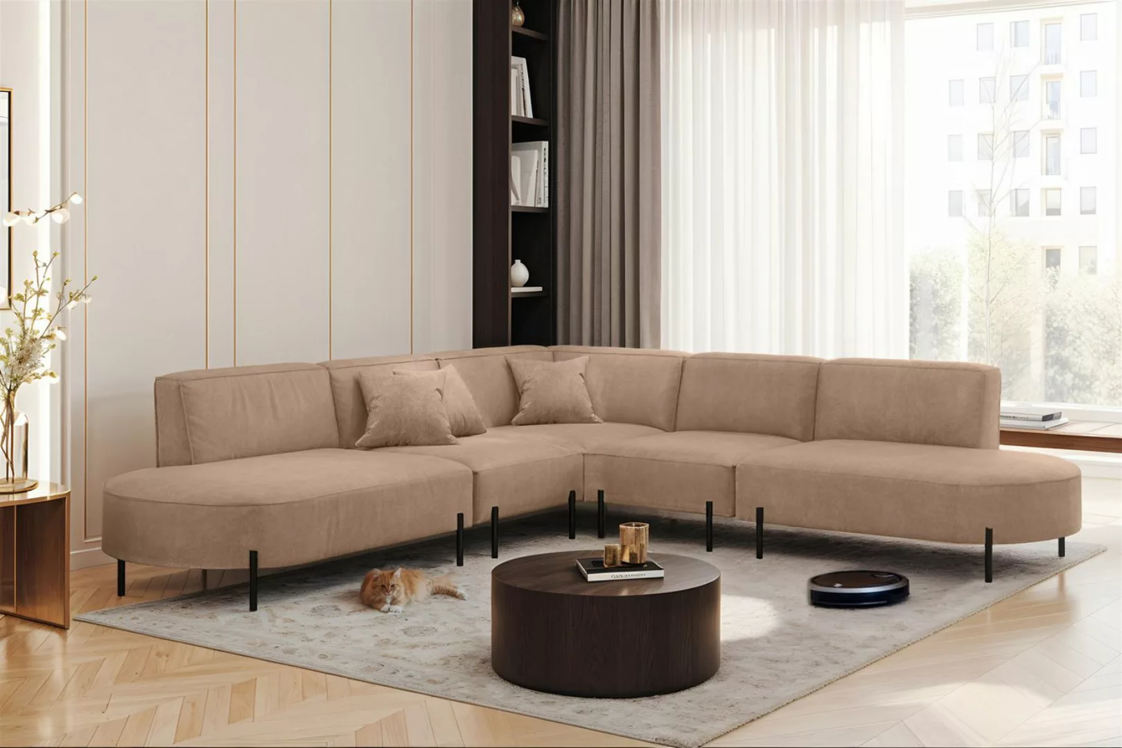 Fun Möbel Ecksofa Sofa VALENCIA Seite universal in Stoff, Rundumbezug günstig online kaufen