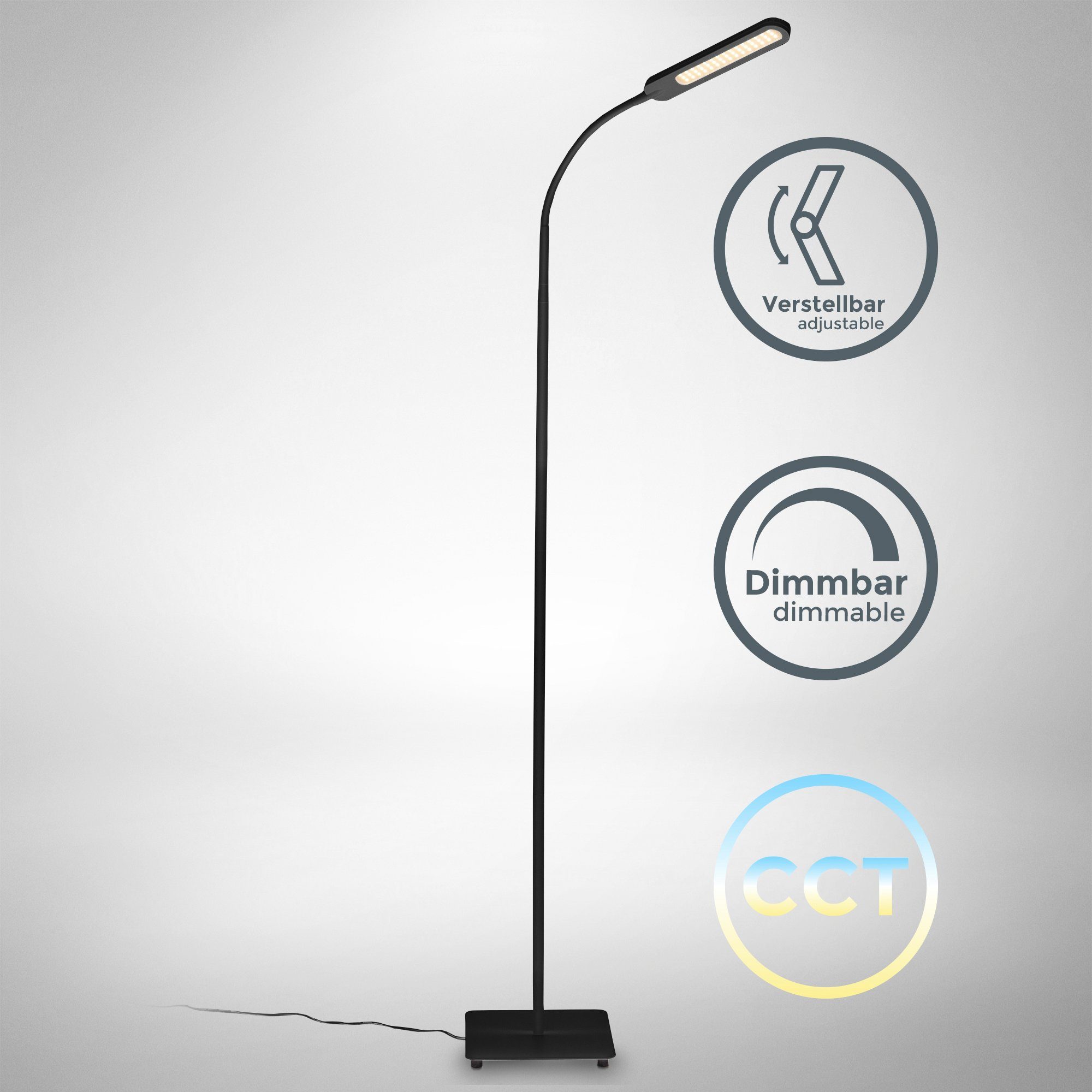 B.K.Licht Stehlampe LED Stehleuchte Schwarz Dimmbar günstig online kaufen