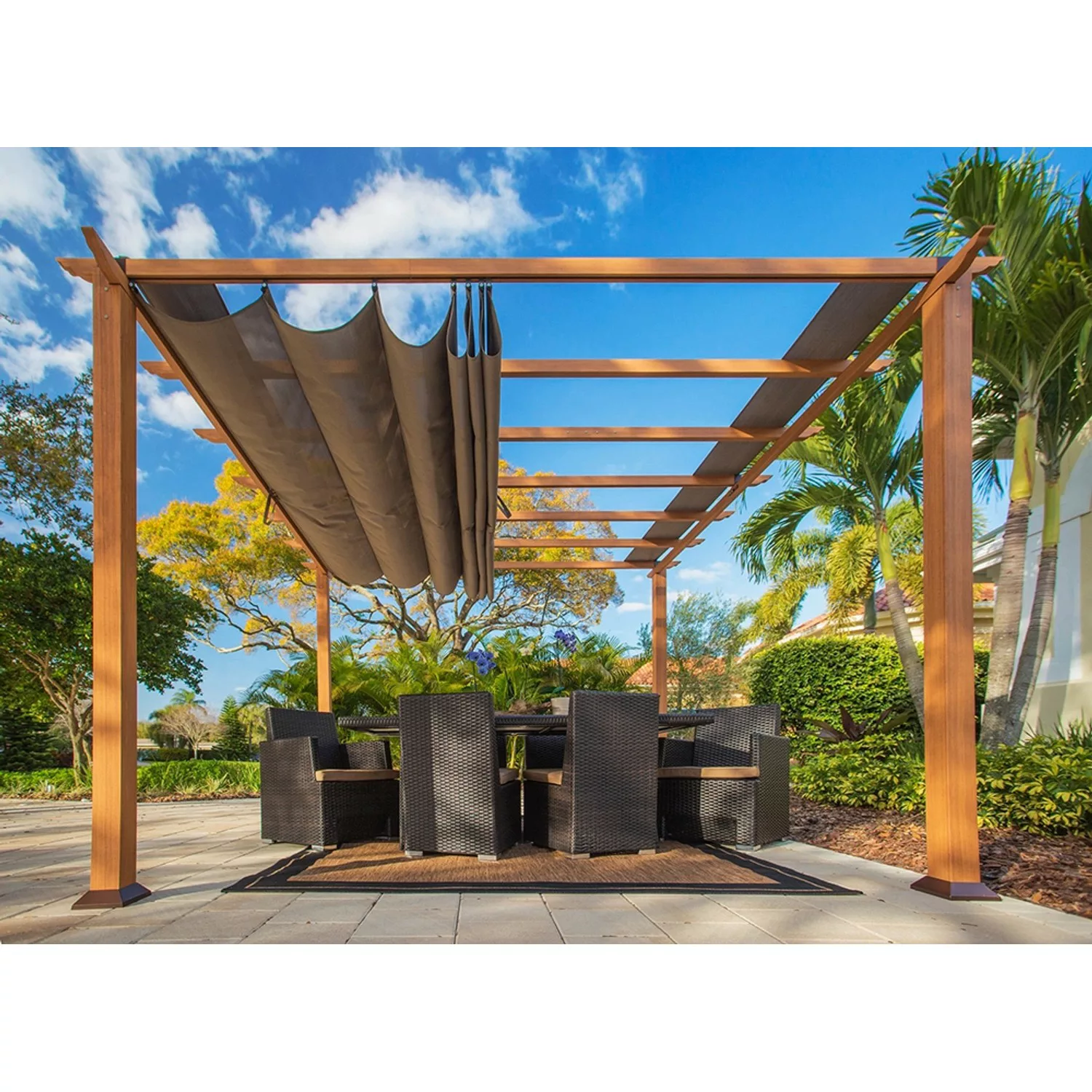 Paragon Outdoor Pergola Florida Aluminium/Textil 350 cm x 350 cm x 2350 cm günstig online kaufen