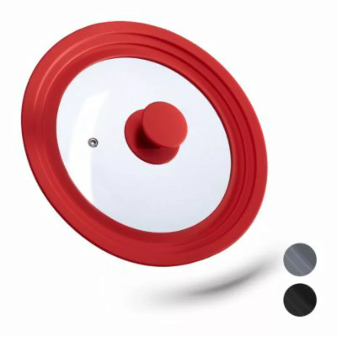 relaxdays Topfdeckel 20-24 cm mit Silikonrand rot günstig online kaufen