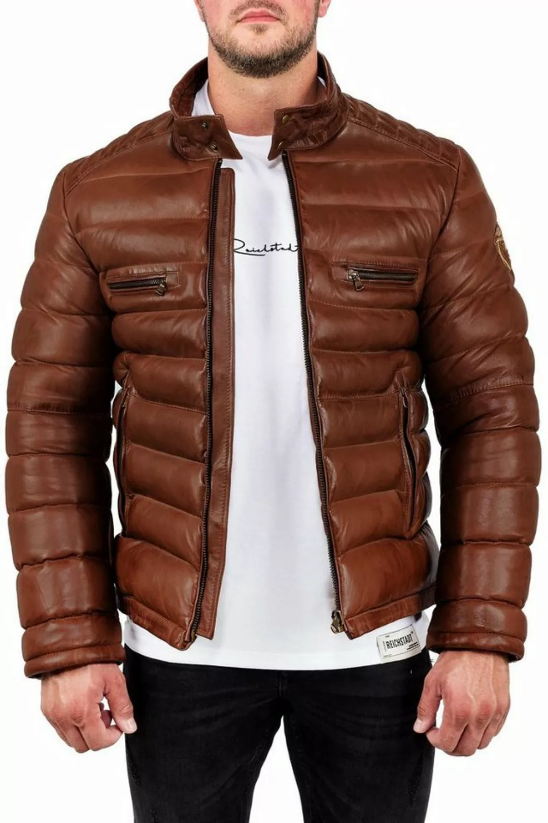 Reichstadt Bomberjacke Herren Echtleder Jacke RS016 - Cognac M günstig online kaufen