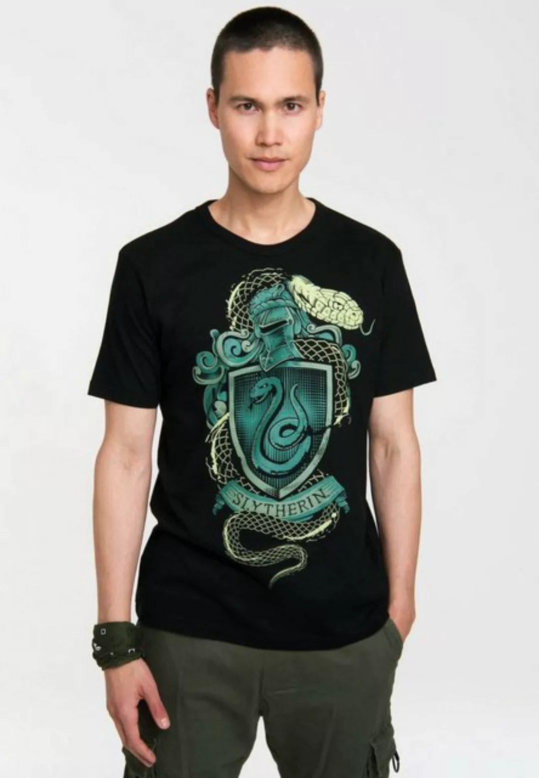 LOGOSHIRT T-Shirt Slytherin Logo mit coolem Frontdruck günstig online kaufen