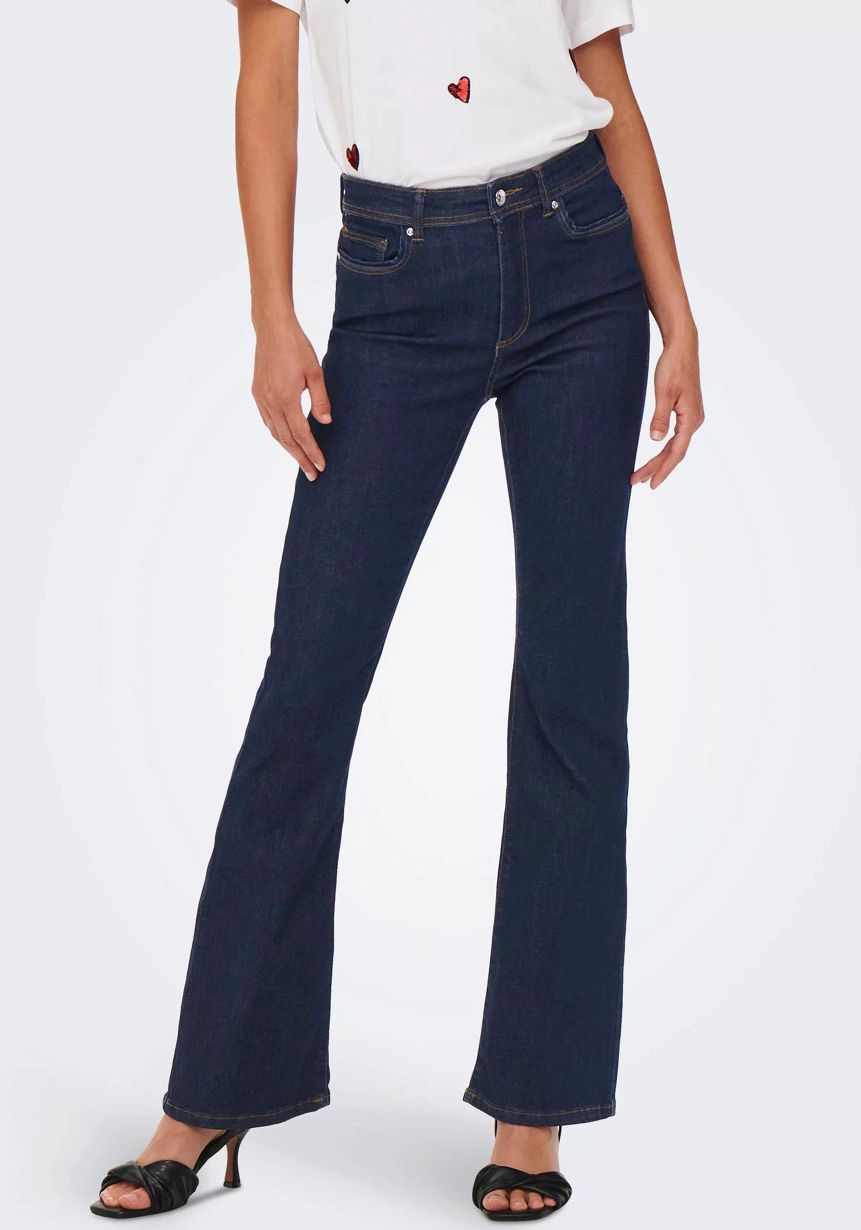 ONLY Bootcut-Jeans "ONLWAUW LIFE HW FLARED RINSE DNM", mit Stretch günstig online kaufen