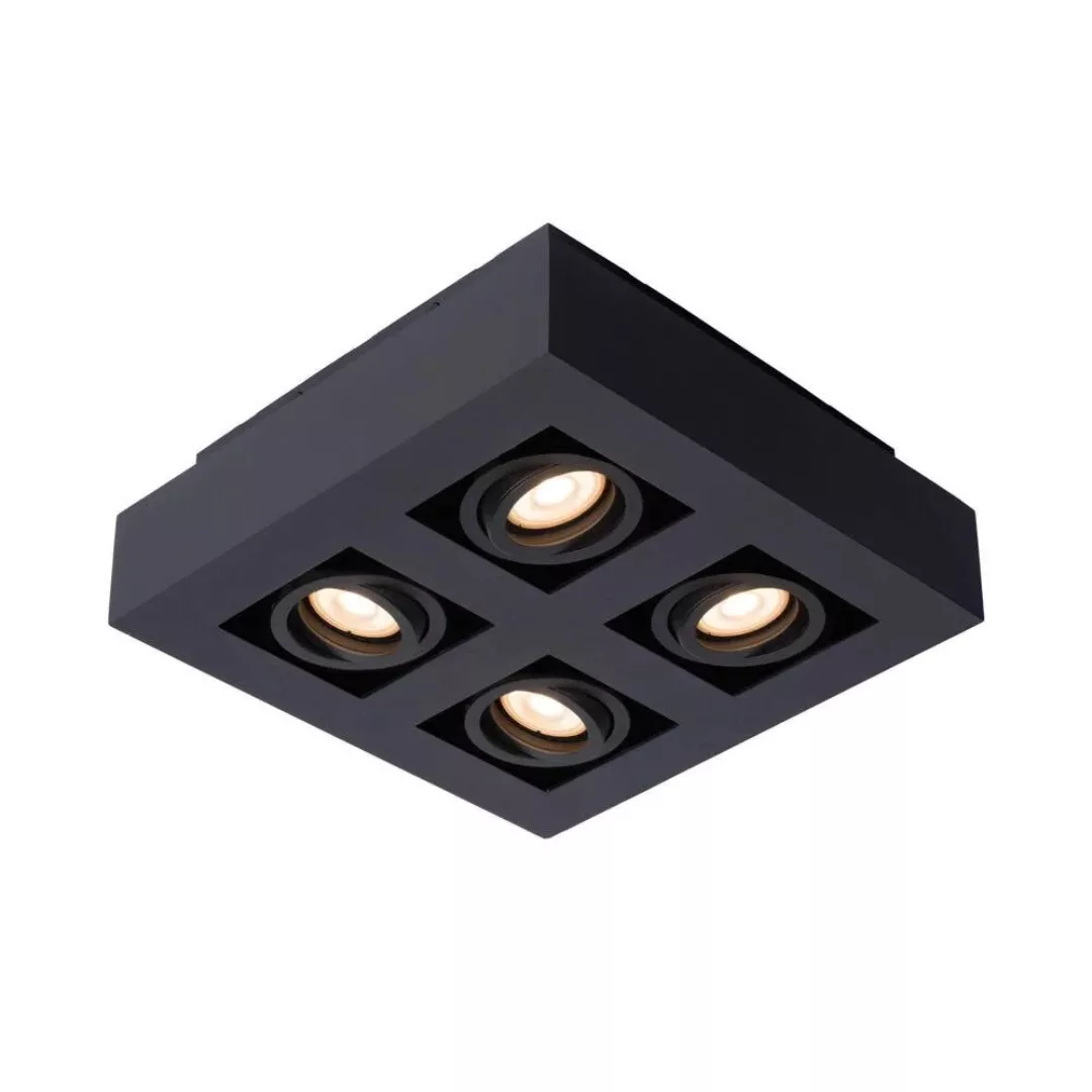 LED Deckenleuchte Xirax GU10 4x5W in Schwarz 4-flammig günstig online kaufen