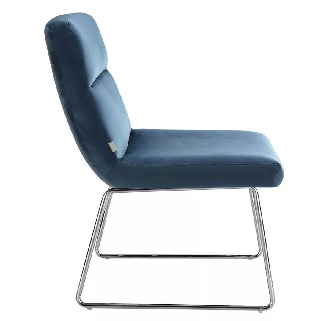 Loft Sessel in Blau und Chrom Samt Bezug günstig online kaufen