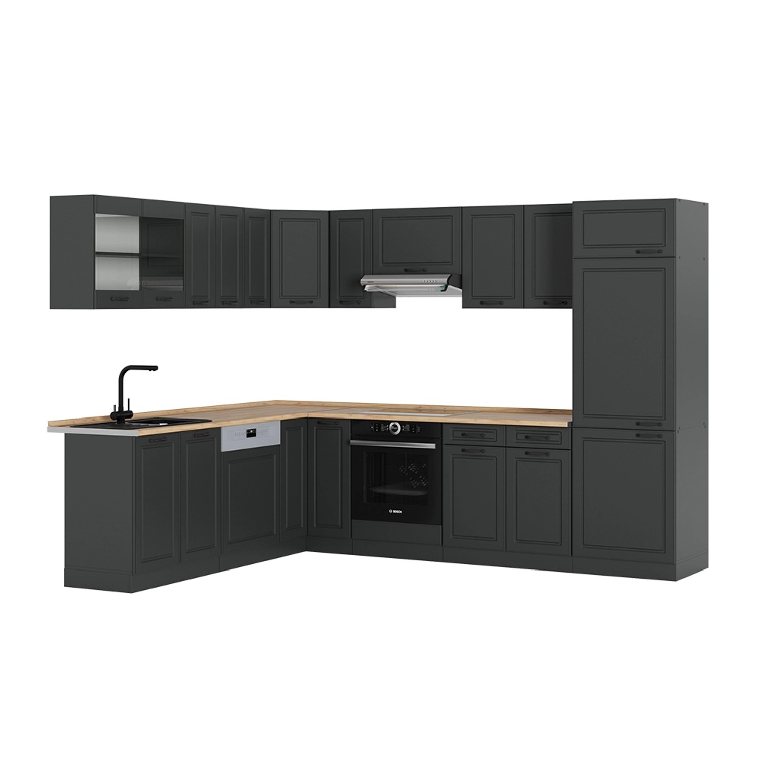 Vicco Winkelküche R-Line, Anthrazit Landhaus/Anthrazit, 227 günstig online kaufen