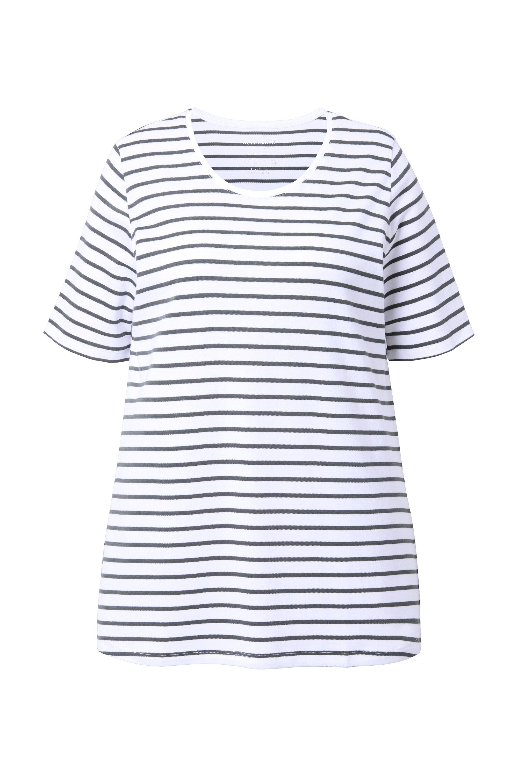 Ulla Popken T-Shirt Ringelshirt A-Linie Rundhals günstig online kaufen