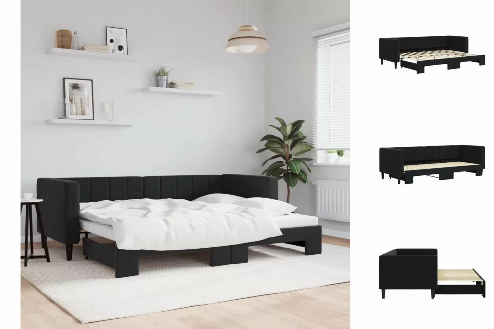 vidaXL Bett Tagesbett Ausziehbar Schwarz 80x200 cm Samt günstig online kaufen