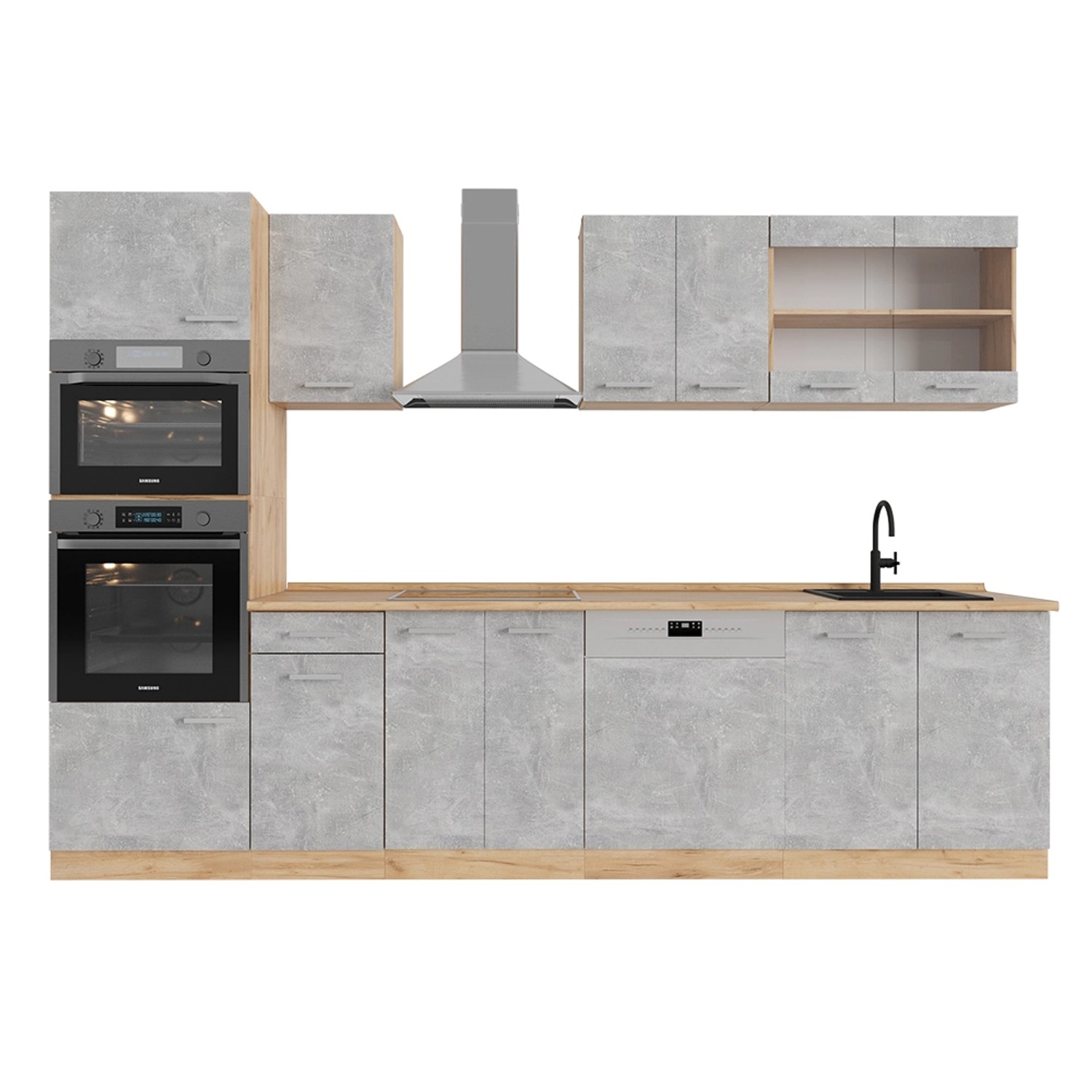 Vicco Küchenzeile R-Line, Beton/Goldkraft Eiche, 300 günstig online kaufen