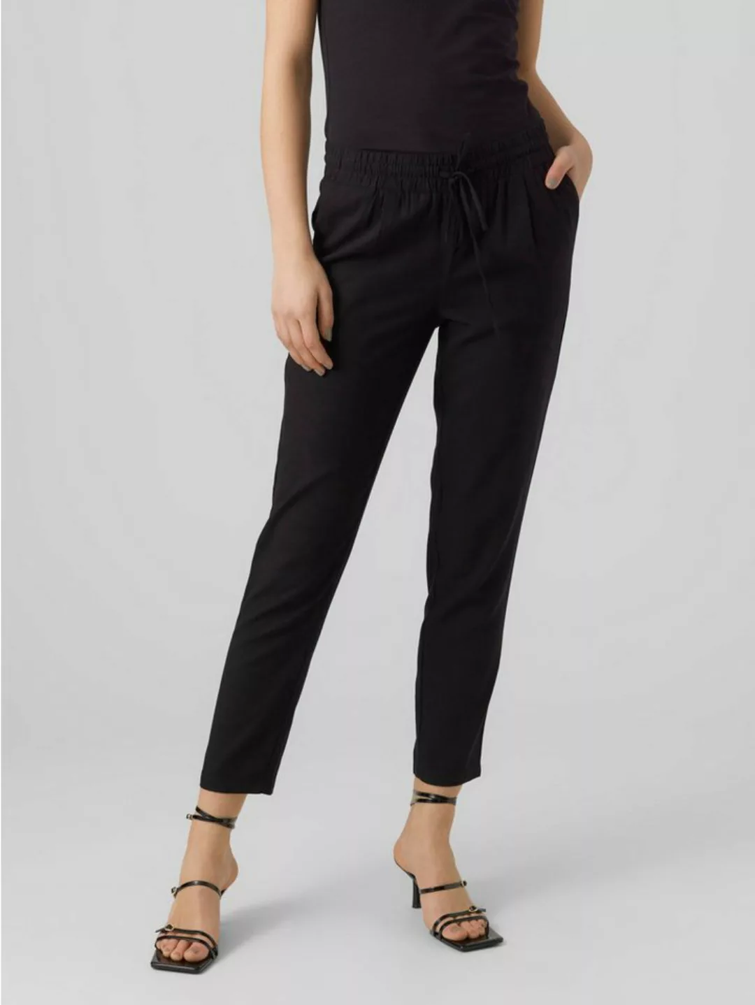 Vero Moda Stoffhose Legere Leinen Stoffhose Casual Schlupf Hose Ankle Pants günstig online kaufen