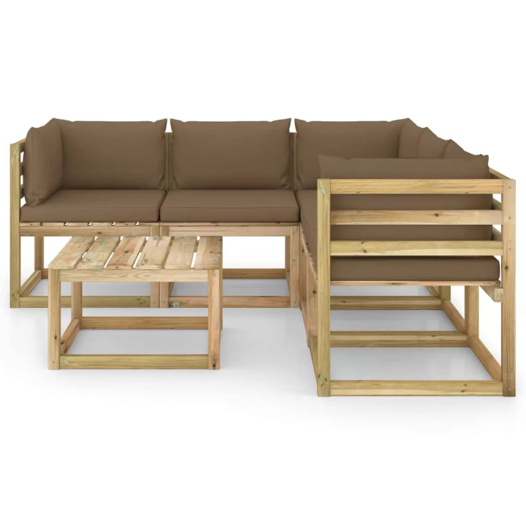 6-tlg. Garten-lounge-set Mit Taupe Kissen günstig online kaufen