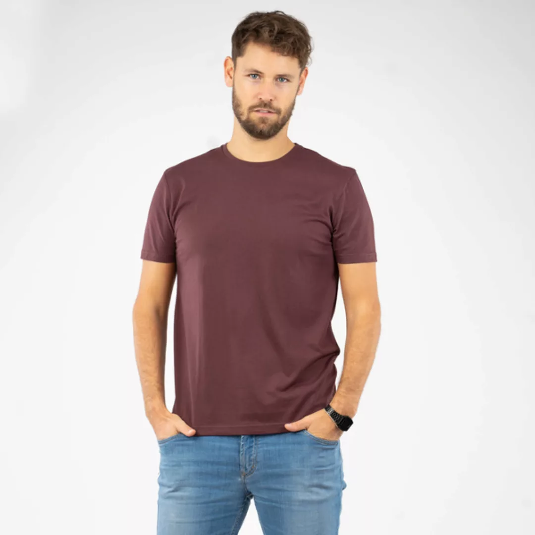 Basic T-shirt Aus Biobaumwoll-mix, Bordeaux/petrol günstig online kaufen