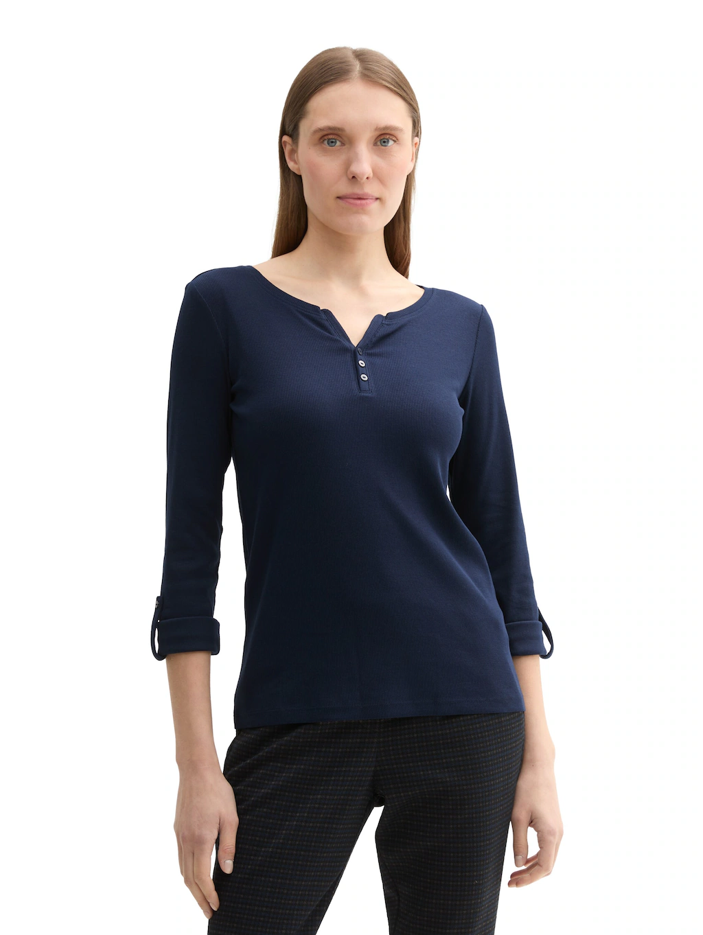 TOM TAILOR Henleyshirt, mit Turn-Up-Arm günstig online kaufen