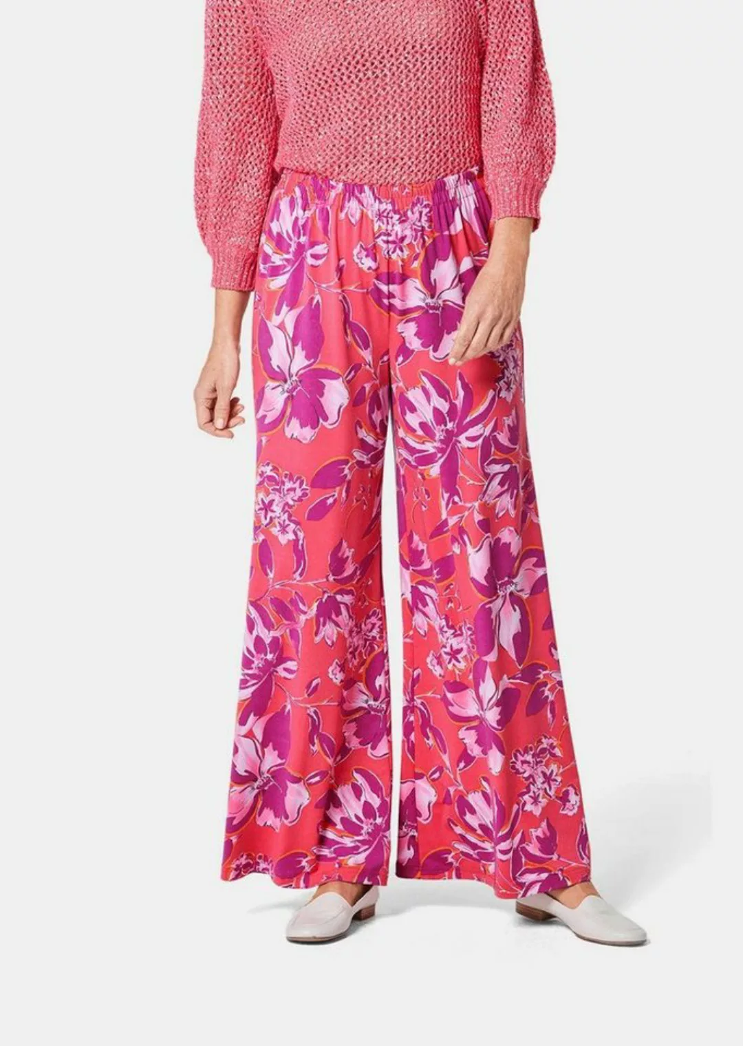 GOLDNER Stoffhose Palazzo-Hose mit sommerlichem Druck günstig online kaufen