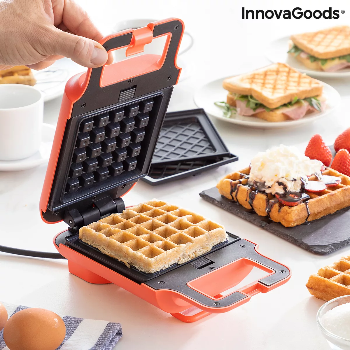 2-in-1 Waffel- Und Sandwich-maker Mit Rezepten Wafflicher Innovagoods günstig online kaufen