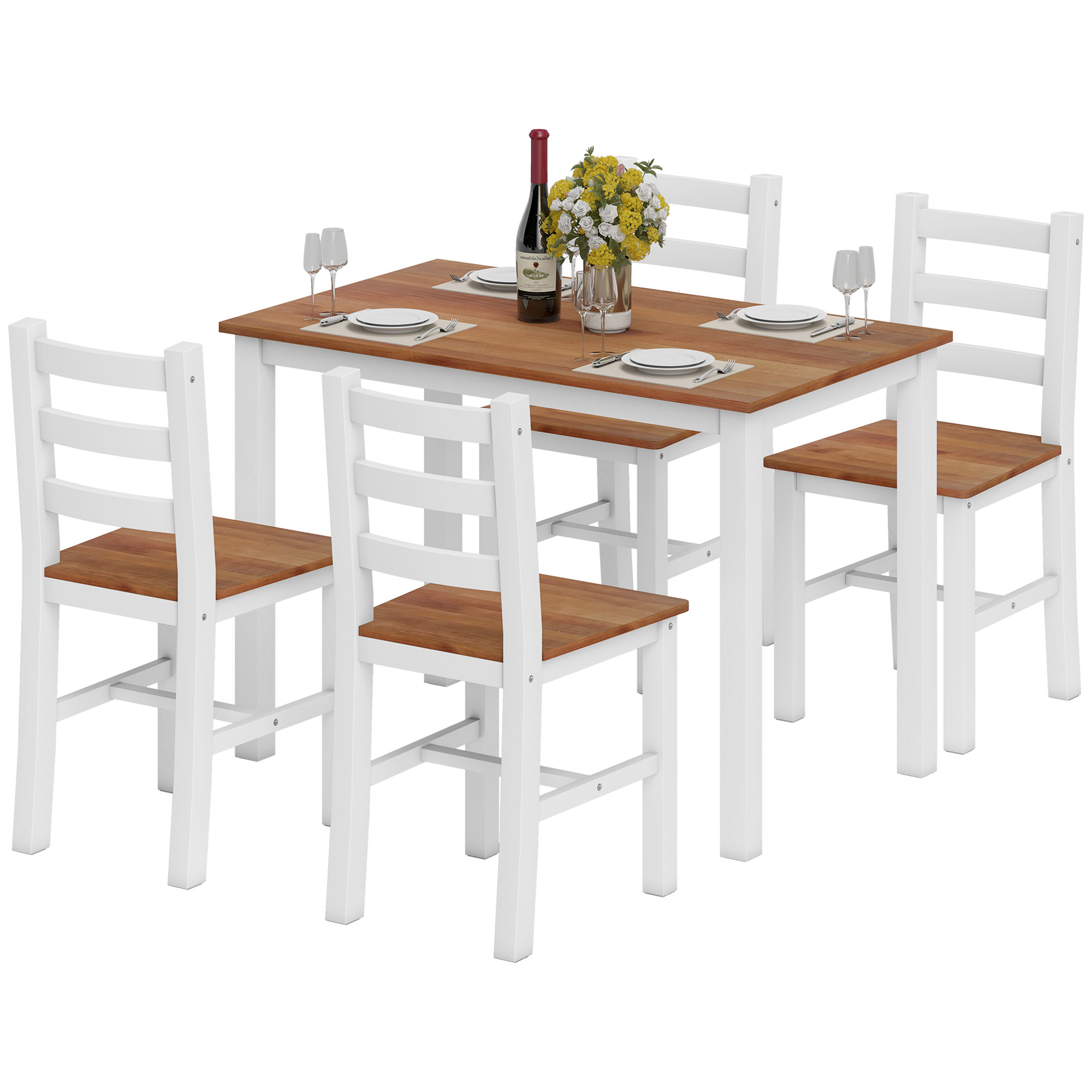 HOMCOM Essgruppe Esstisch mit 4 Stühlen Platzsparend Esszimmergruppe Sitzgr günstig online kaufen