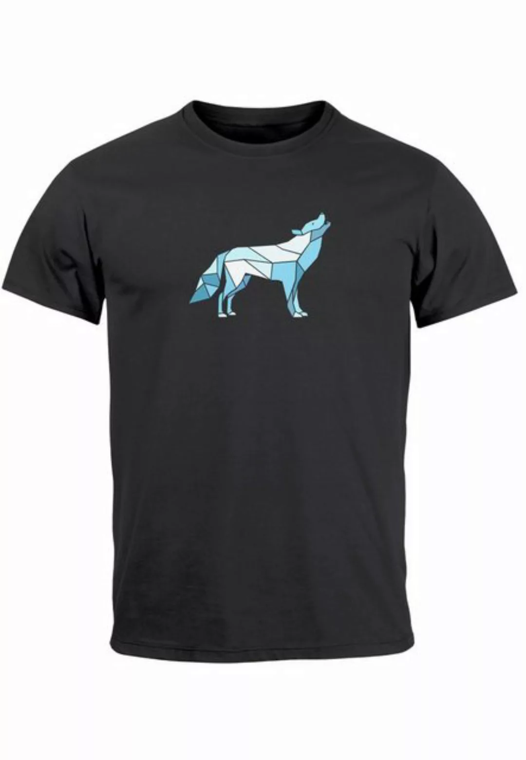 Neverless Print-Shirt Herren T-Shirt Bedruckt Polygon Grafik Wolf Outdoor F günstig online kaufen