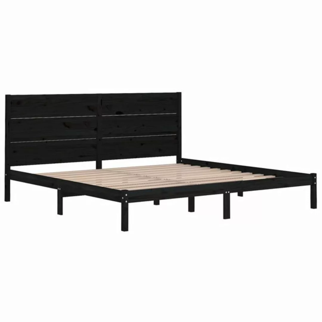 vidaXL Bettgestell Massivholzbett Schwarz Kiefer 200x200 cm Bett Bettgestel günstig online kaufen