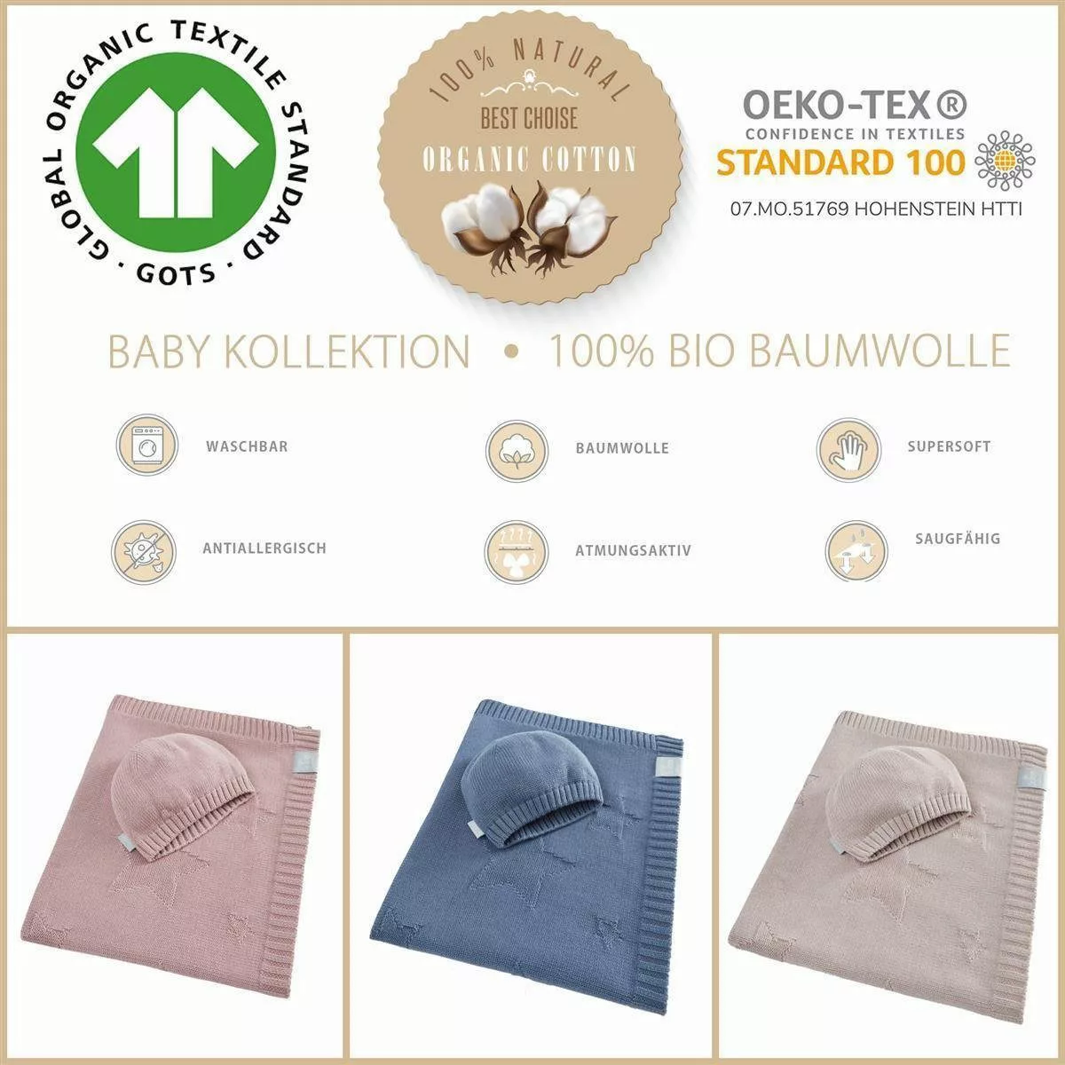 Babydecke 90x70cm - Strickdecke aus 100% günstig online kaufen