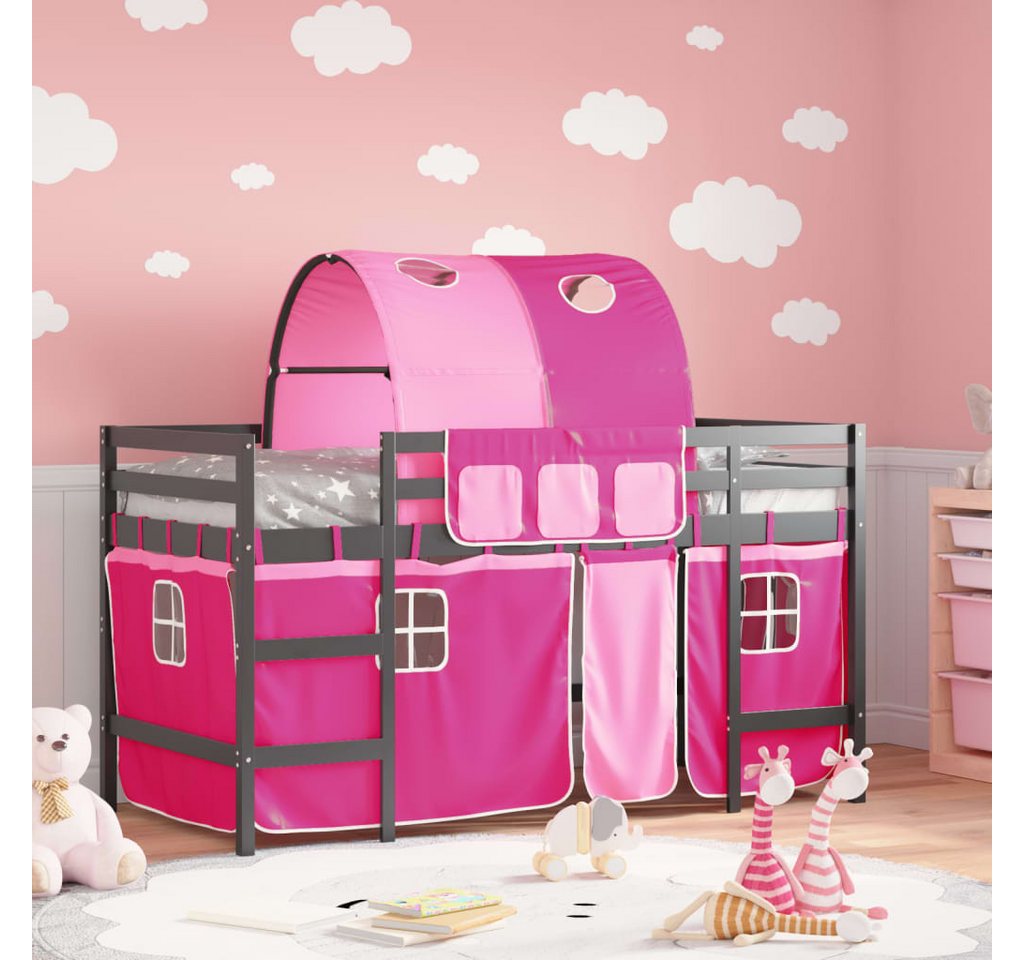 vidaXL Kinderbett Kinderhochbett mit Tunnel Rosa 90x190 cm Massivholz Kiefe günstig online kaufen