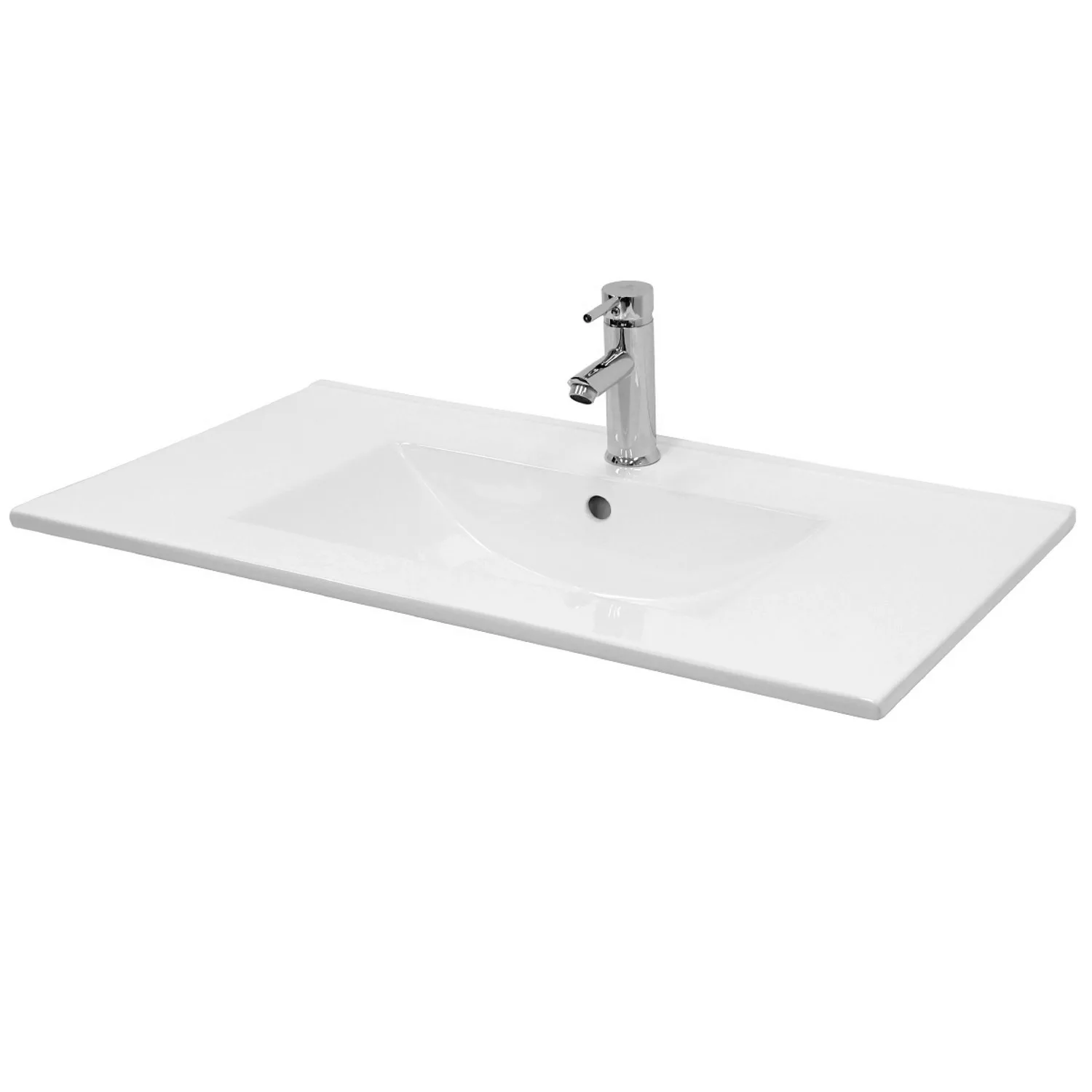 ECD Germany Waschbecken 710 x 465 x 175 mm Keramik Weiß Einbaubecken günstig online kaufen