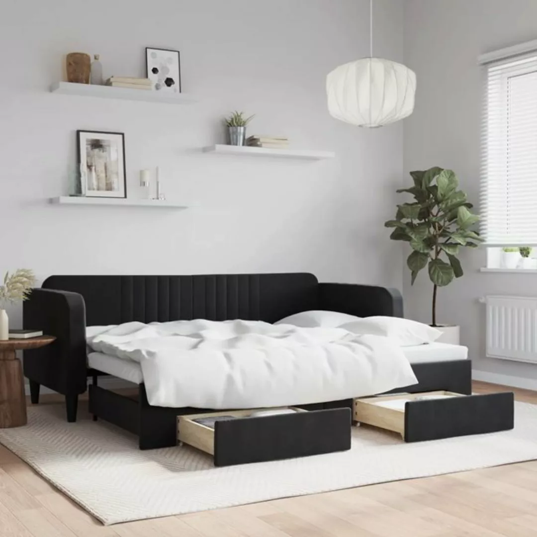 vidaXL Gästebett Gästebett Tagesbett Ausziehbar mit Schubladen Schwarz 80x2 günstig online kaufen