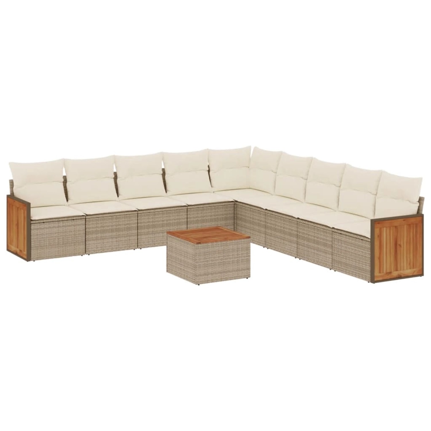 vidaXL 10-Tlg Garten-Sofagarnitur mit Kissen Beige Poly Rattan 3260147 günstig online kaufen