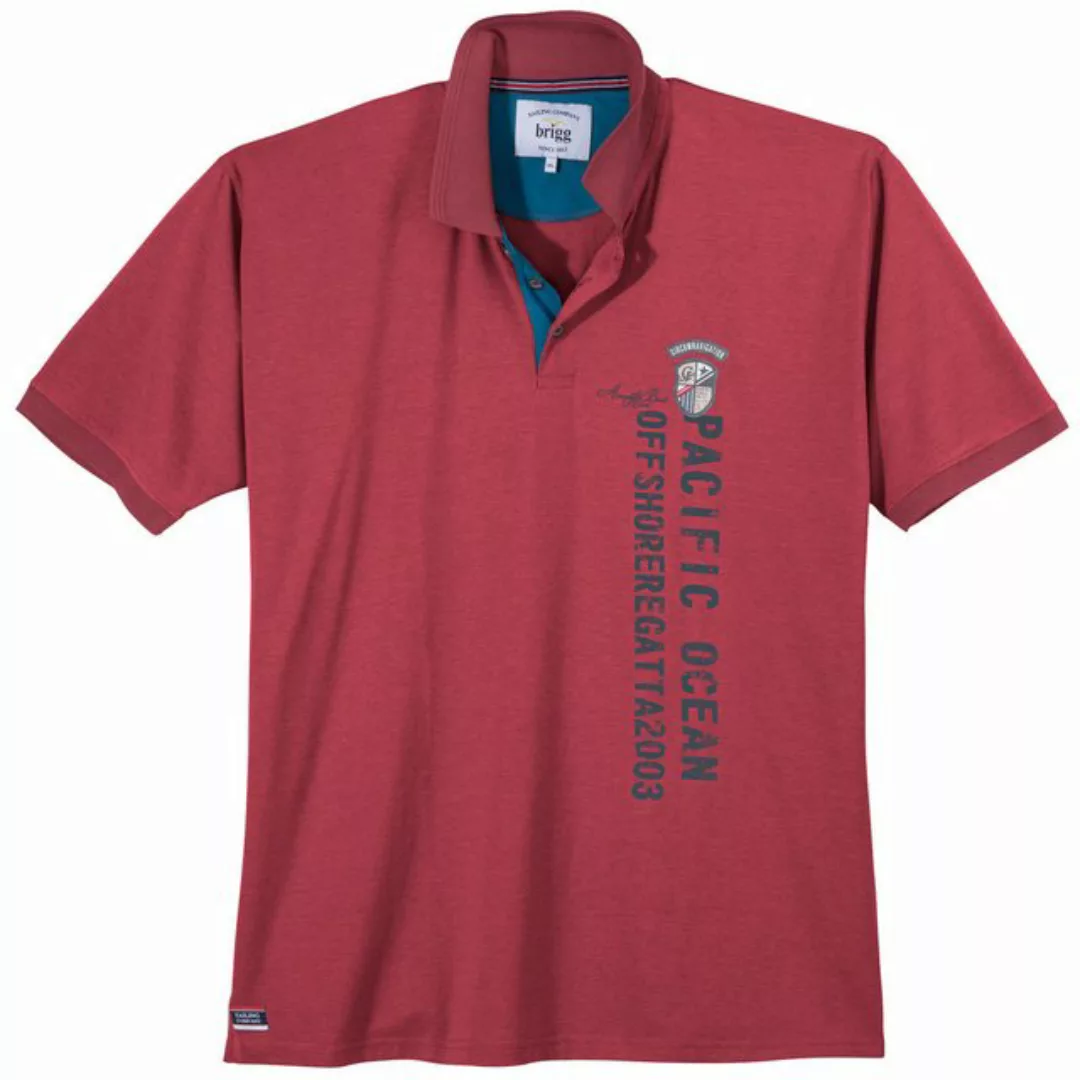 Brigg Poloshirt Große Größen Herren Stretch-Polo Vertikalprint maritim rot günstig online kaufen