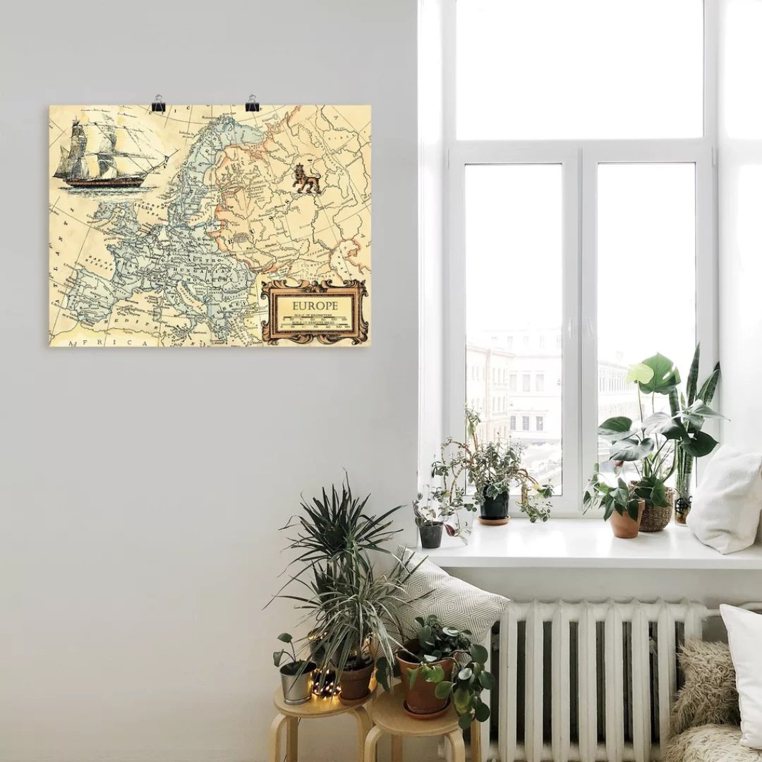 Artland Wandbild »Europakarte«, Landkarten, (1 St.) günstig online kaufen