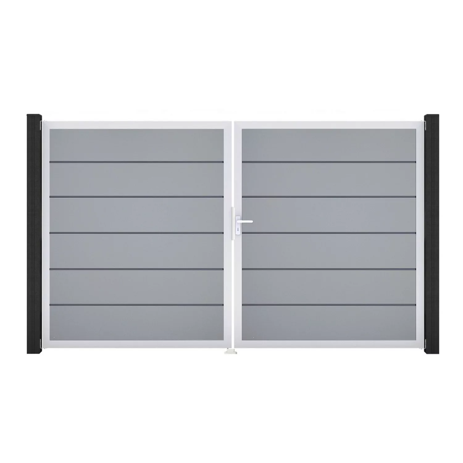 GroJa Tor 2-flg. Basicline Premium Silbergrau EV1 306 cm x 180 cm DIN Recht günstig online kaufen