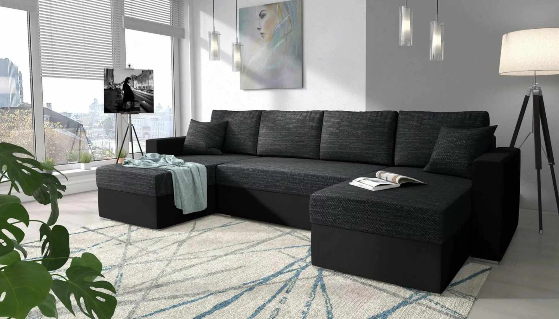 99rooms Wohnlandschaft Rubicon, U-Form, Sofa, mit Bettfunktion und Bettkast günstig online kaufen