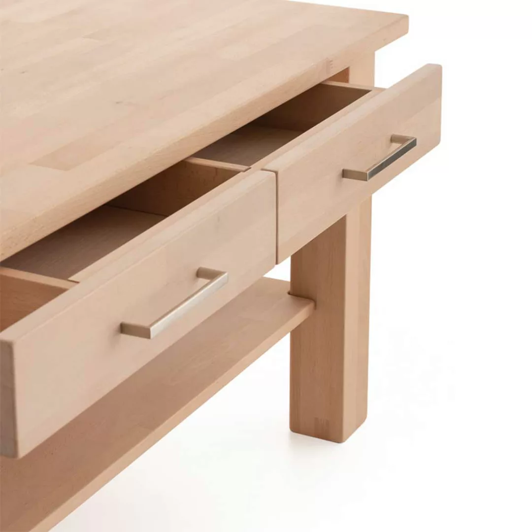Wohnzimmer Tisch aus Buche Massivholz einer Schublade günstig online kaufen