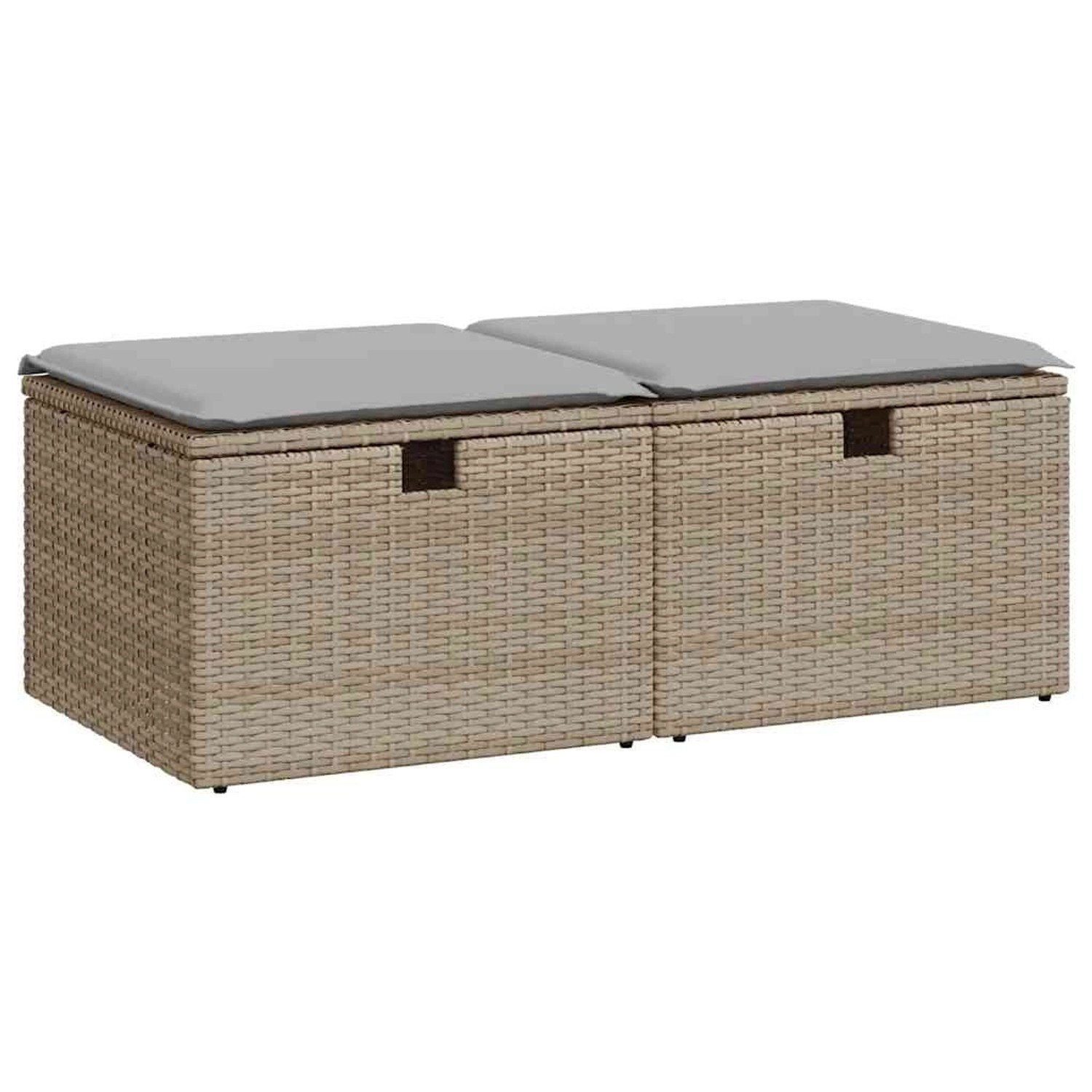 vidaXL 2-Tlg Garten-Sofagarnitur mit Kissen Beige Poly Rattan Akazie 332867 günstig online kaufen
