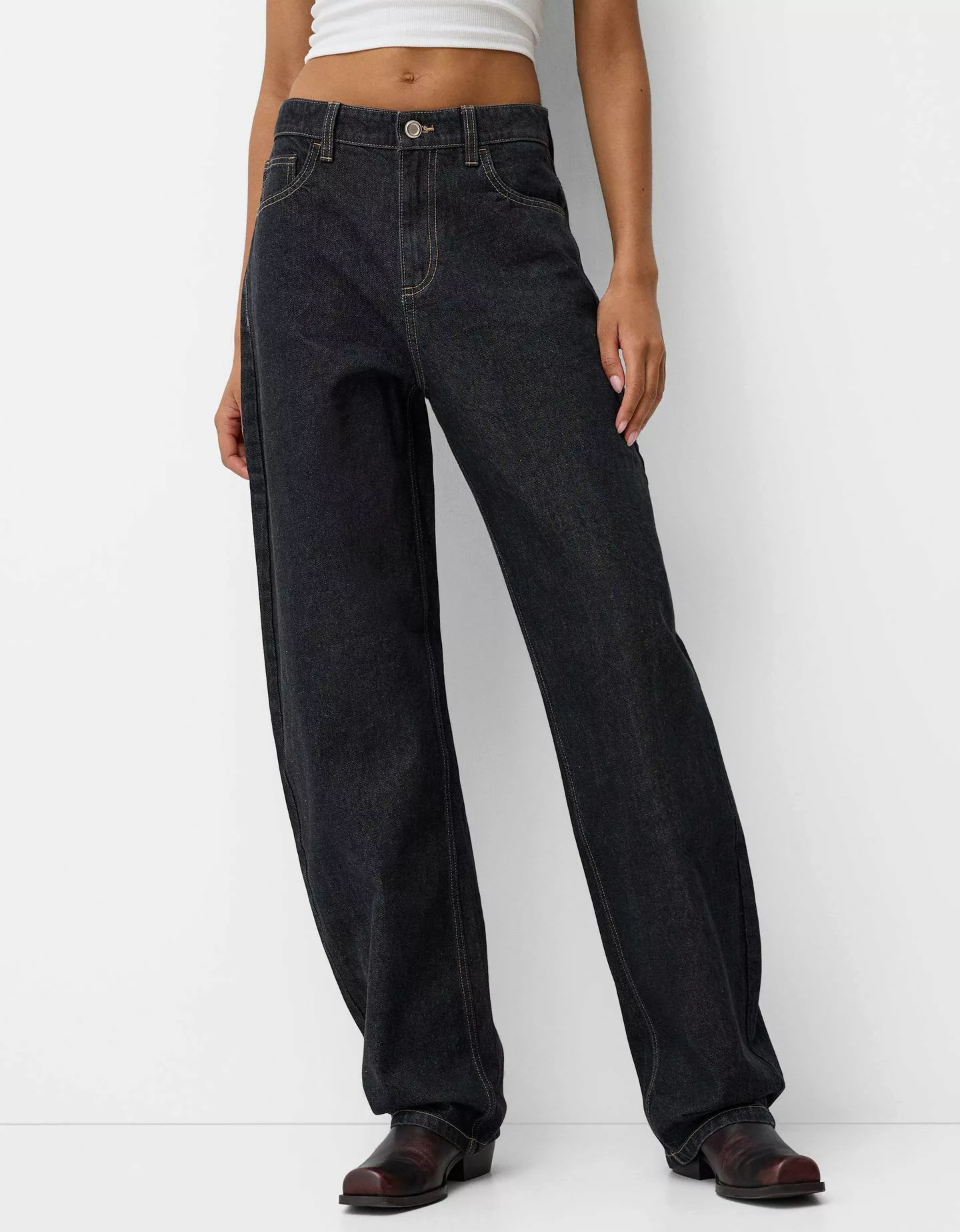 Bershka Balloon-Jeans Damen 44 Schwarz günstig online kaufen