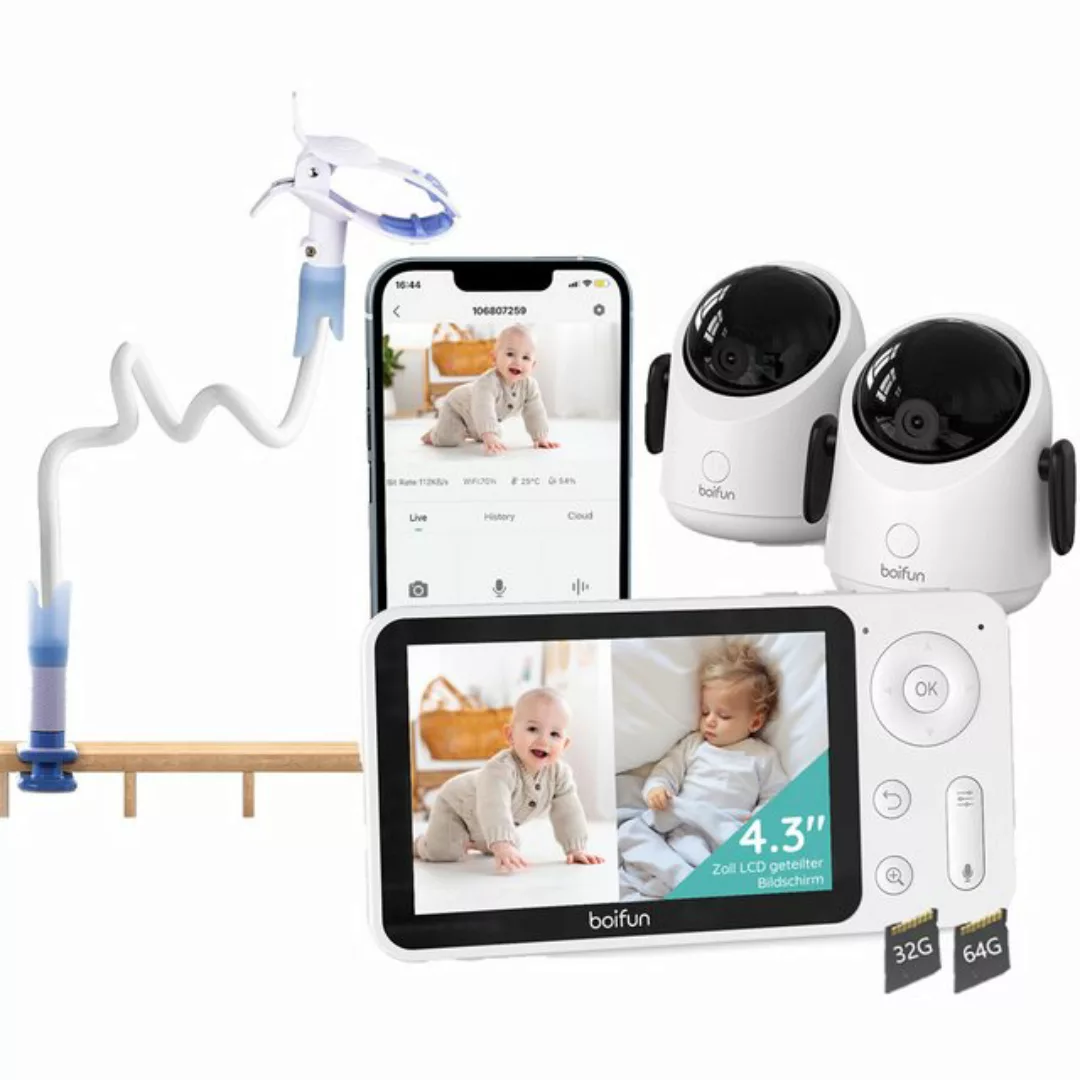 Boifun Babyphone 2MP Babyphone mit Kamera 30 Stunden Akku mit 4,3 Zoll mit günstig online kaufen