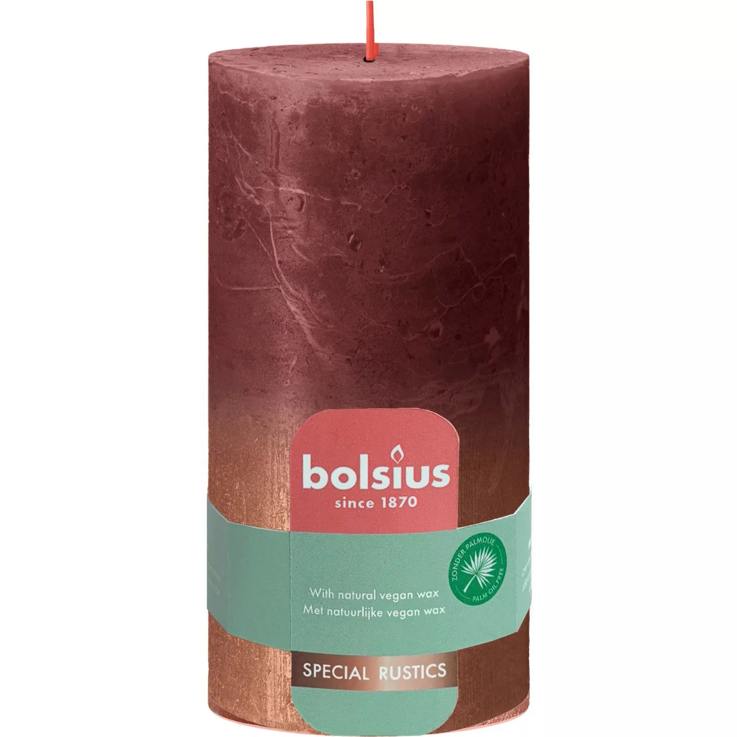 Bolsius Stumpenkerze Rustik Sunset 130/68 mm Samtrot-Kupfer günstig online kaufen