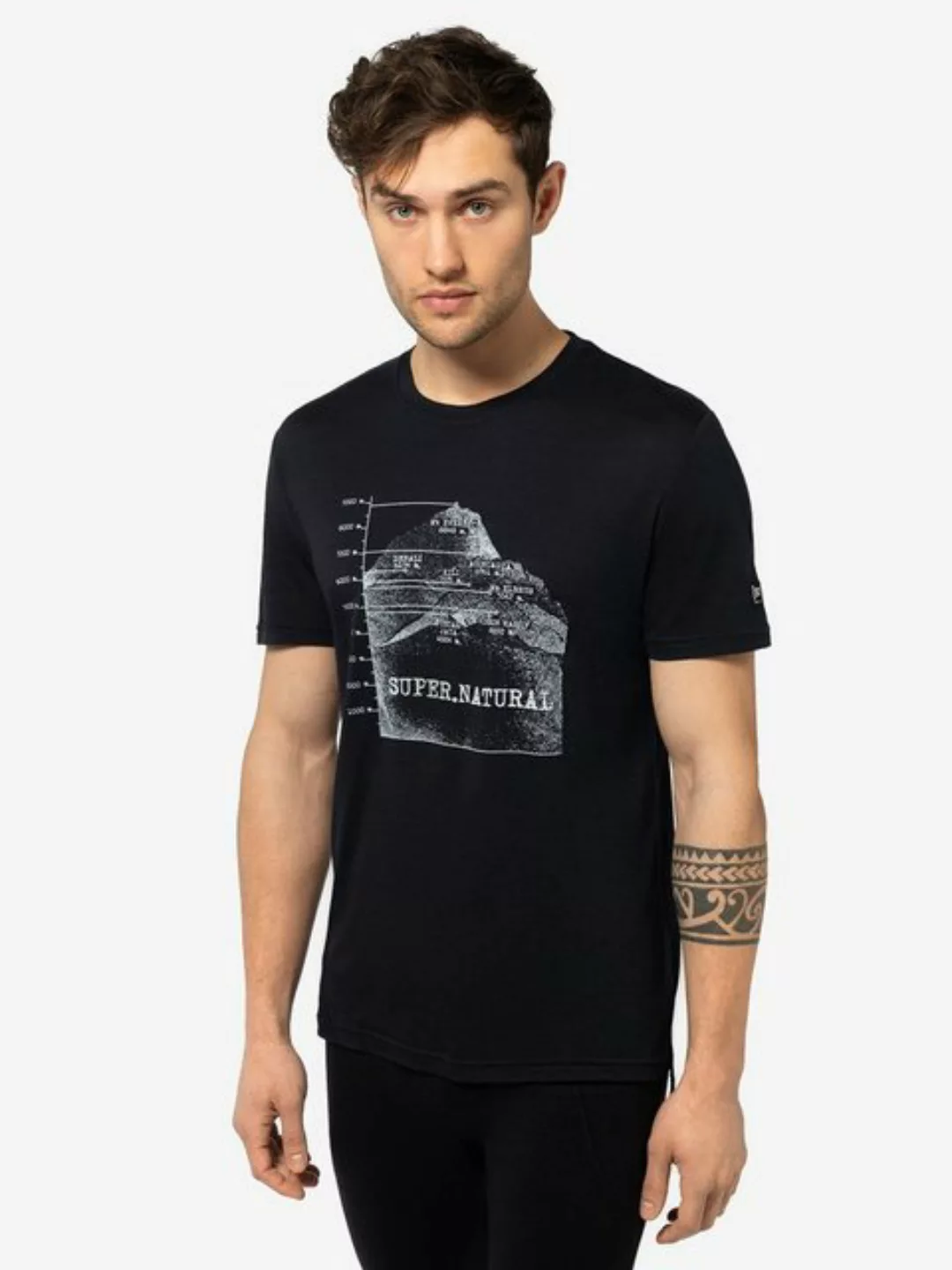 SUPER.NATURAL T-Shirt für Herren, Merino 7 PEAKS TEE Berg Motiv, atmungsakt günstig online kaufen