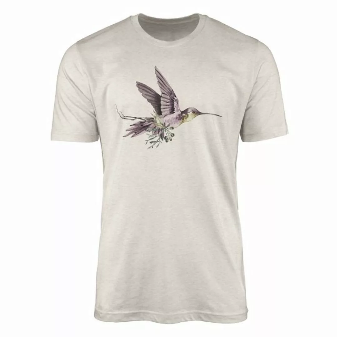 Sinus Art T-Shirt Herren Shirt Organic T-Shirt Aquarell Motiv Kolibri Bio-B günstig online kaufen