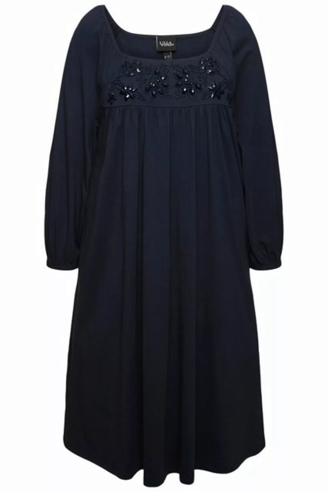 Ulla Popken Sommerkleid Tunika-Kleid Ziersteine Carree-Ausschnitt Langarm günstig online kaufen