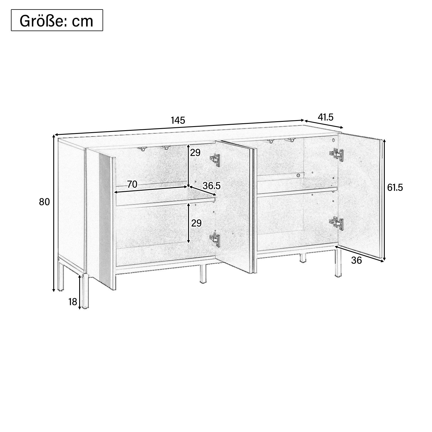 Thanaddo Sideboard Sideboard mit 4 Rattantüren,Linie günstig online kaufen