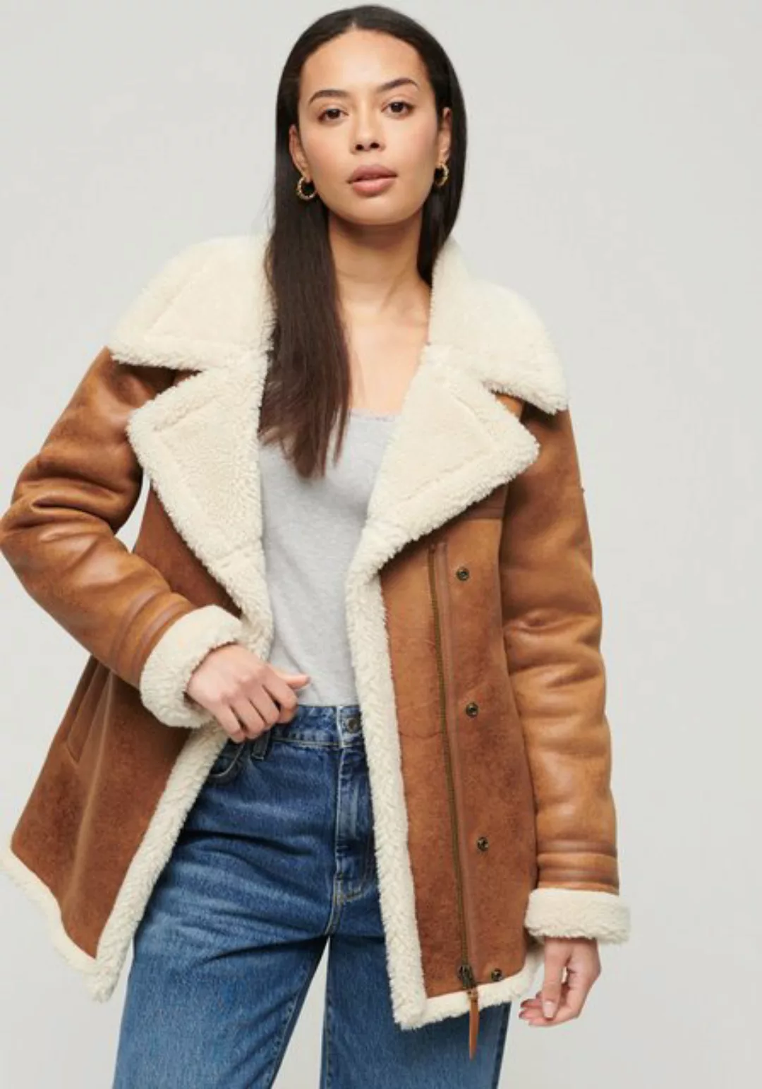 Superdry Lederimitatjacke FAUX SHEARLING MID JACKET günstig online kaufen