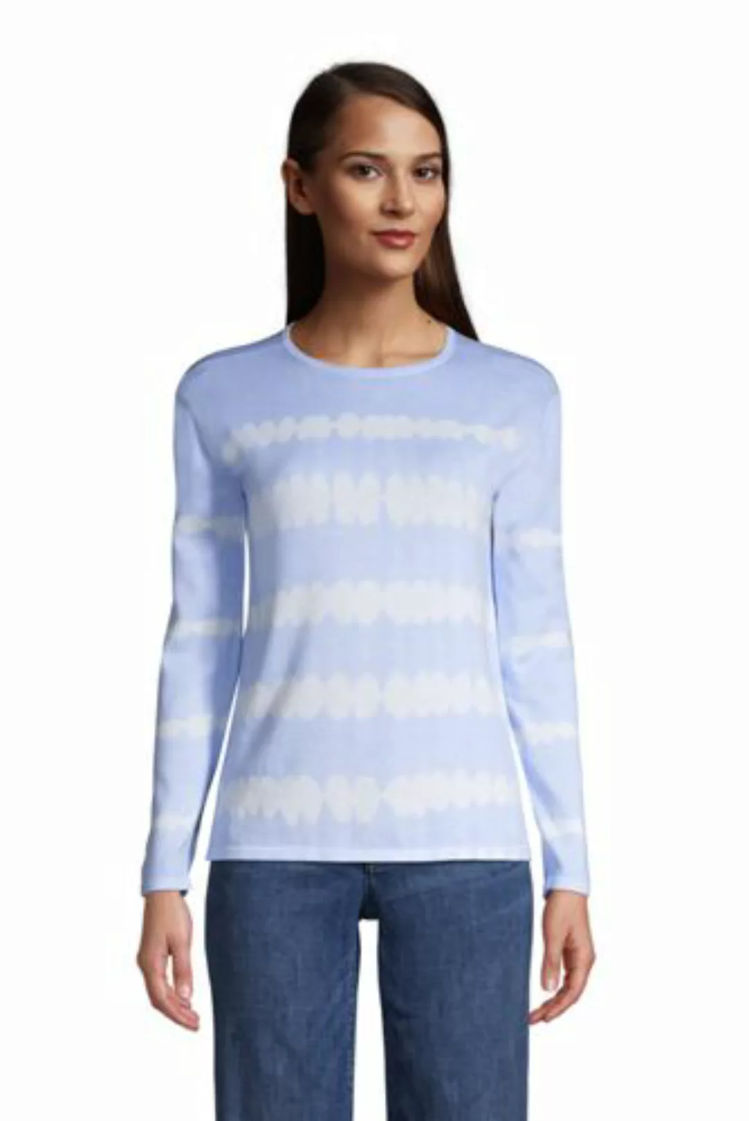 Feinstrick-Pullover Batik Gestreift, Damen, Größe: 48-50 Normal, Blau, Baum günstig online kaufen